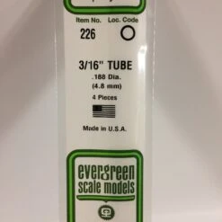 Evergreen 226 - .188" (4.8MM) OD OPAQUE WHITE POLYSTYRENE TUBING