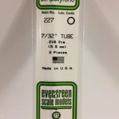 Evergreen 227 - .219" (5.5MM) OD OPAQUE WHITE POLYSTYRENE TUBING