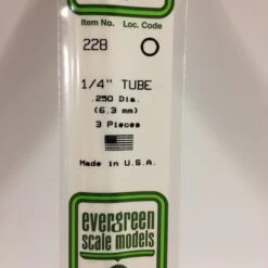 Evergreen 228 - .250" (6.3MM) OD OPAQUE WHITE POLYSTYRENE TUBING