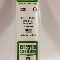 Evergreen 232 - .375" (9.5MM) OD OPAQUE WHITE POLYSTYRENE TUBING