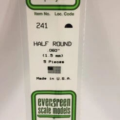 Evergreen 241 - .060" (1.5MM) OPAQUE WHITE POLYSTYRENE HALF ROUND