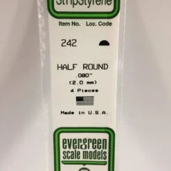 Evergreen 242 - .080" (2.0MM) OPAQUE WHITE POLYSTYRENE HALF ROUND
