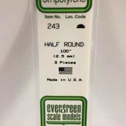 Evergreen 243 - .100" (2.5MM) OPAQUE WHITE POLYSTYRENE HALF ROUND