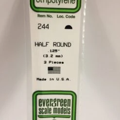 Evergreen 244 - .125" (3.2MM) OPAQUE WHITE POLYSTYRENE HALF ROUND