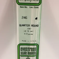 Evergreen 246 - .030" (.75MM) OPAQUE WHITE POLYSTYRENE QUARTER ROUND