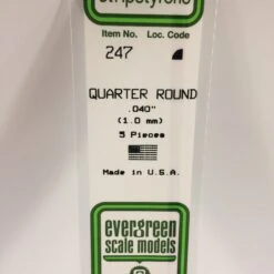 Evergreen 247 - .040" (1.0MM) OPAQUE WHITE POLYSTYRENE QUARTER ROUND