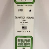 Evergreen 248 - .060" (1.5MM) OPAQUE WHITE POLYSTYRENE QUARTER ROUND -Bachmann shop EVG248 bagged scaled
