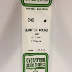Evergreen 249 - .080" (2.0MM) OPAQUE WHITE POLYSTYRENE QUARTER ROUND