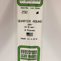 Evergreen 250 - .100" (3.2MM) OPAQUE WHITE POLYSTYRENE QUARTER ROUND