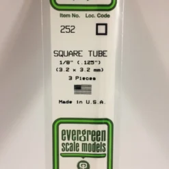 Evergreen 252 - .125" (3.2MM) OPAQUE WHITE POLYSTYRENE SQUARE TUBING