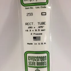 Evergreen 259 - .250" X .375" (6.3MM X 9.5MM) RECTANGULAR TUBING