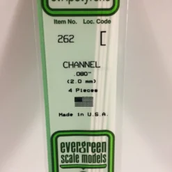 Evergreen 262 - .080" (2.0MM) OPAQUE WHITE POLYSTYRENE CHANNEL