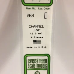 Evergreen 263 - .100" (2.5MM) OPAQUE WHITE POLYSTYRENE CHANNEL