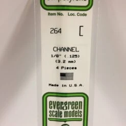 Evergreen 264 - .125" (3.2MM) OPAQUE WHITE POLYSTYRENE CHANNEL