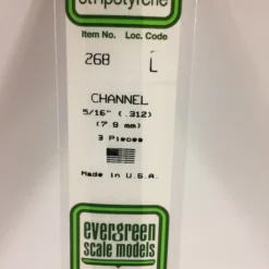Evergreen 268 - .312" (7.9MM) OPAQUE WHITE POLYSTYRENE CHANNEL