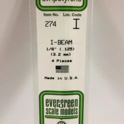 Evergreen 274 - 125" (3.2MM) OPAQUE WHITE POLYSTYRENE I-BEAM
