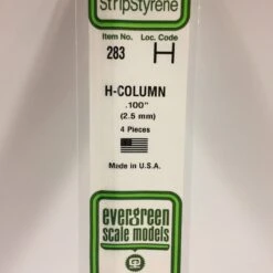 Evergreen 283 - .100" (2.5MM) OPAQUE WHITE POLYSTYRENE H - COLUMN