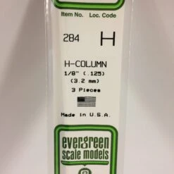 Evergreen 284 - .125" (3.2MM) OPAQUE WHITE POLYSTYRENE H - COLUMN