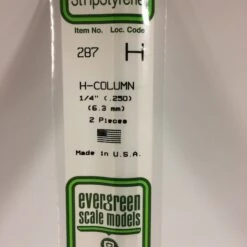 Evergreen 287 - .250" (6.3MM) OPAQUE WHITE POLYSTYRENE H - COLUMN