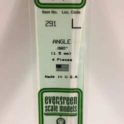 Evergreen 291 - .060" (1.5MM) OPAQUE WHITE POLYSTYRENE ANGLE