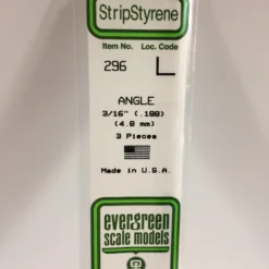 Evergreen 296 - .188" (4.8MM) OPAQUE WHITE POLYSTYRENE ANGLE