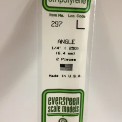 Evergreen 297 - .250" (6.3MM) OPAQUE WHITE POLYSTYRENE ANGLE