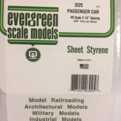 Evergreen 3025 - .025" OPAQUE WHITE POLYSTYRENE PASSENGER CAR SIDING
