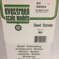 Evergreen 4514 - 1/8" X 1/8" OPAQUE WHITE POLYSTYRENE SIDEWALK