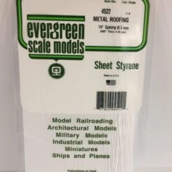 Evergreen 4522 - .040" X .250 OPAQUE WHITE POLYSTYRENE STANDING SEAM ROOF