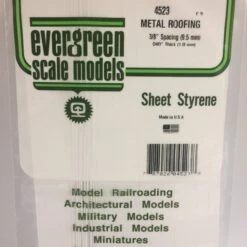 Evergreen 4523 - .040" X .375 OPAQUE WHITE POLYSTYRENE STANDING SEAM ROOF