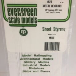 Evergreen 4524 - .040" X .500 OPAQUE WHITE POLYSTYRENE STANDING SEAM ROOF
