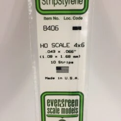 Evergreen 8406 - .043" X .066" / 1.1MM X 1.7MM OPAQUE WHITE POLYSTYRENE HO