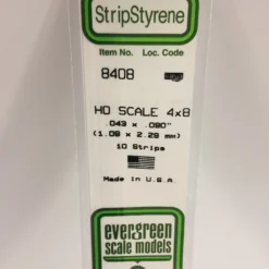 Evergreen 8408 - .043" X .090" / 1.1MM X 2.3MM OPAQUE WHITE POLYSTYRENE HO