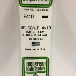 Evergreen 8410 - .043" X .112" / 1.1MM X 2.8MM OPAQUE WHITE POLYSTYRENE HO
