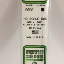 Evergreen 8606 - .066" X .066" / 1.7MM X 1.7MM OPAQUE WHITE POLYSTYRENE HO