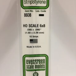 Evergreen 8608 - .066" X .090" / 1.7MM X 2.3MM OPAQUE WHITE POLYSTYRENE HO