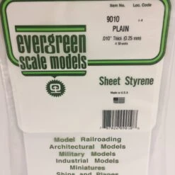 Evergreen 9010 - .010" (.25MM) PLAIN OPAQUE WHITE POLYSTYRENE SHEET