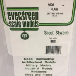 Evergreen 9020 - .020" (.50MM) PLAIN OPAQUE WHITE POLYSTYRENE SHEET