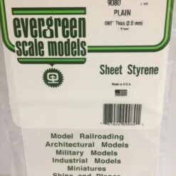 Evergreen 9080 - .080" (2.0MM) PLAIN OPAQUE WHITE POLYSTYRENE SHEET