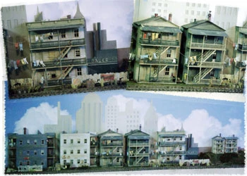 O Scale 3D Background TRIPLE DECKER Tenement Housing 2 O Scale 3D Background TRIPLE DECKER Tenement Housing